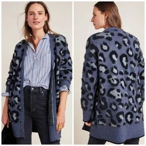 SALE Anthropologie Kira Eyelash Cardigan lepoard M NEW